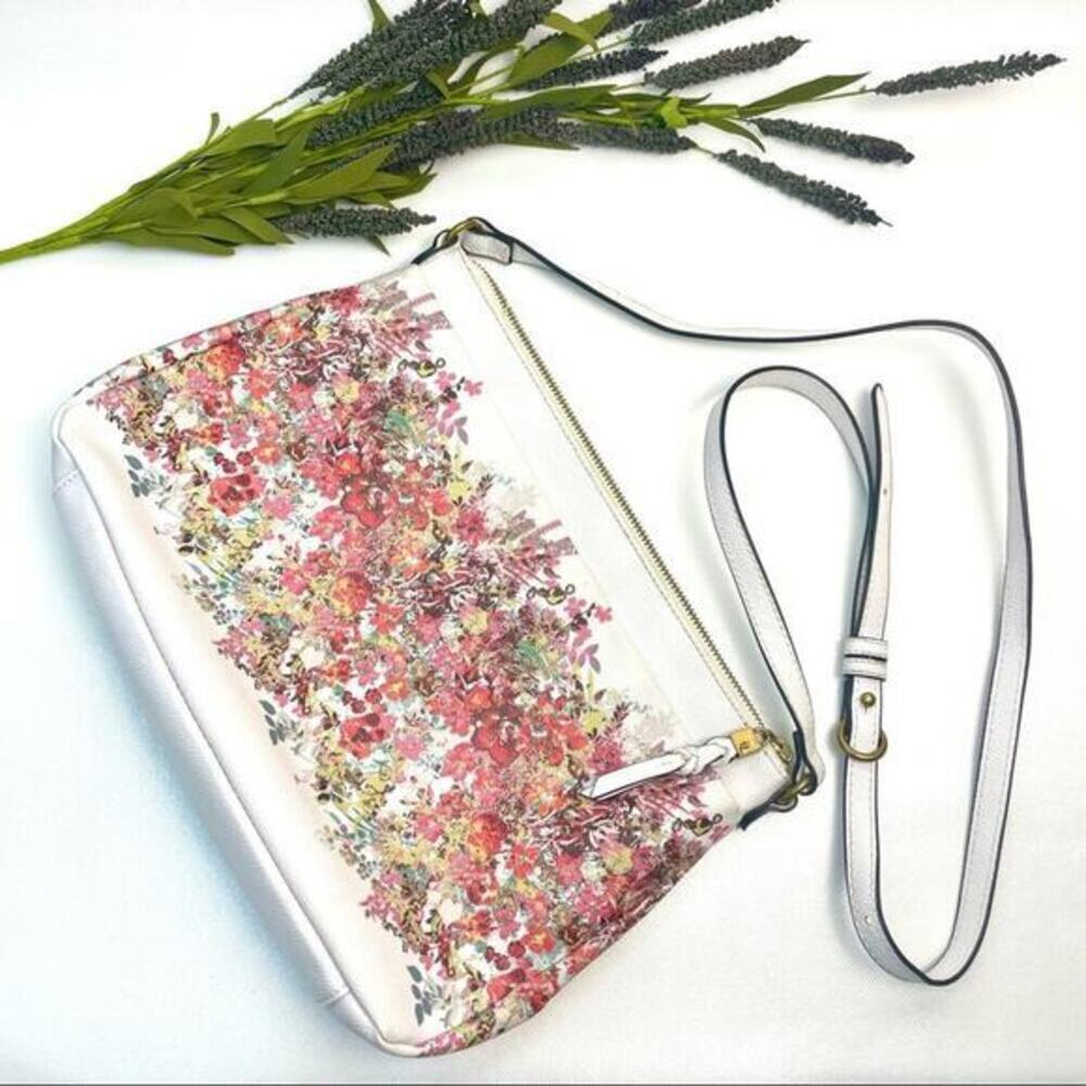 Elliott Lucca White Crossbody with Pink & Red Floral Print